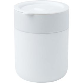 Java 330 ml keramikkrus med silikonegreb og plastiklåg Hvid