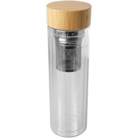 Bailey 400 ml vandflaske af borsilikatglas med bambuslåg Transparent