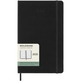 Moleskine L hard cover 12 måneders vandret ugekalender Sort