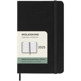 Moleskine hard cover 12 måneders vandret ugelommekalender Sort