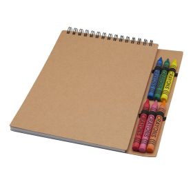 Doodle A5 notesbog med spiralryg samt blødt omslag og farvekridtsæt Hvid