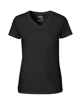 T-shirt med V-hals til damer Sort
