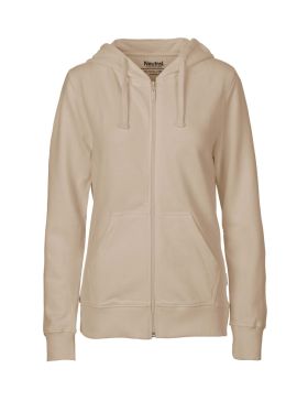 Dame hættetrøje m. Lynlås Beige