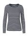 Langærmet T-shirt til kvinder Hvid/navy stribet