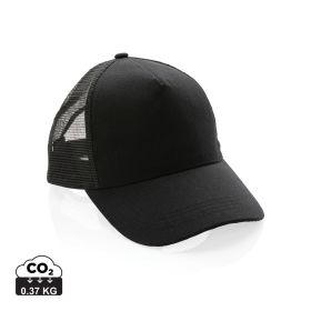 Impact AWARE™ børstet rcotton, 5 panel trucker cap 190gr Sort