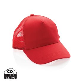 Impact AWARE™ børstet rcotton, 5 panel trucker cap 190gr Rød